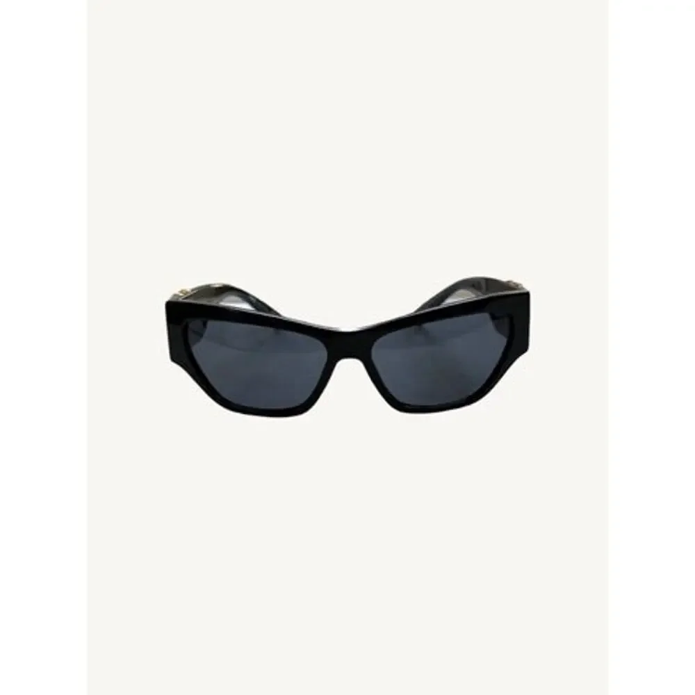 Versace VE4383 GB1/87 Black Cat Eye Sunglasses Gold Barocco V New Full Set